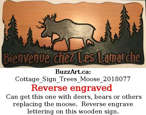Reverse engraved, moose and trees